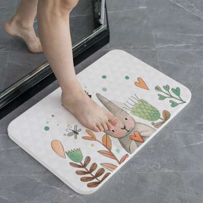 High quality nonslip quickdrying printed diatomite fast selfdrying bath mat